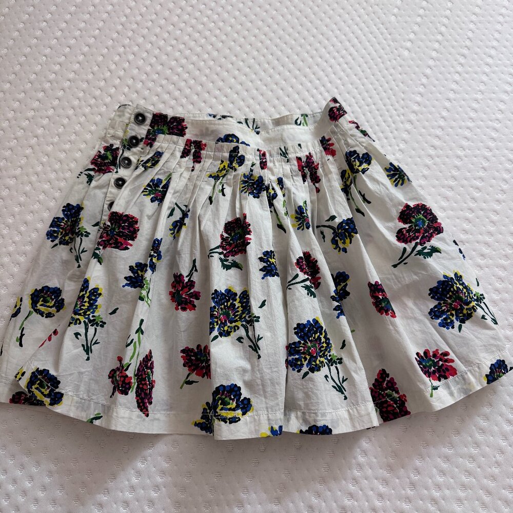 Ulla Johnson Alita Floral Pleated High Waist Cotton Shorts, Size 0
